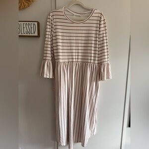 Reborn J Mauve Stripe Bell Sleeve Dress